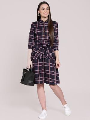 pocket detail checkered dress - 15919081 - Standard Image - 3