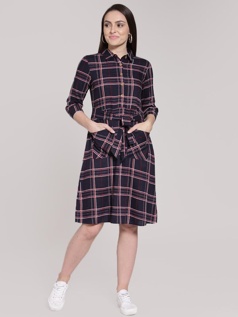 pocket detail checkered dress - 15919081 - Zoom Image - 1
