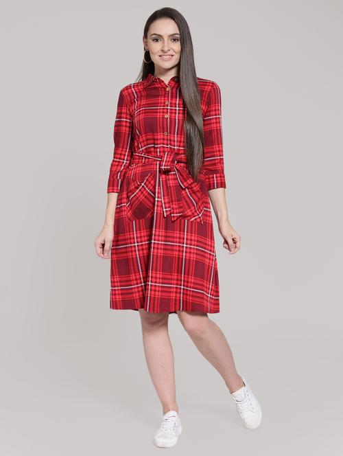pocket detail checkered dress - 15919082 - Standard Image - 1