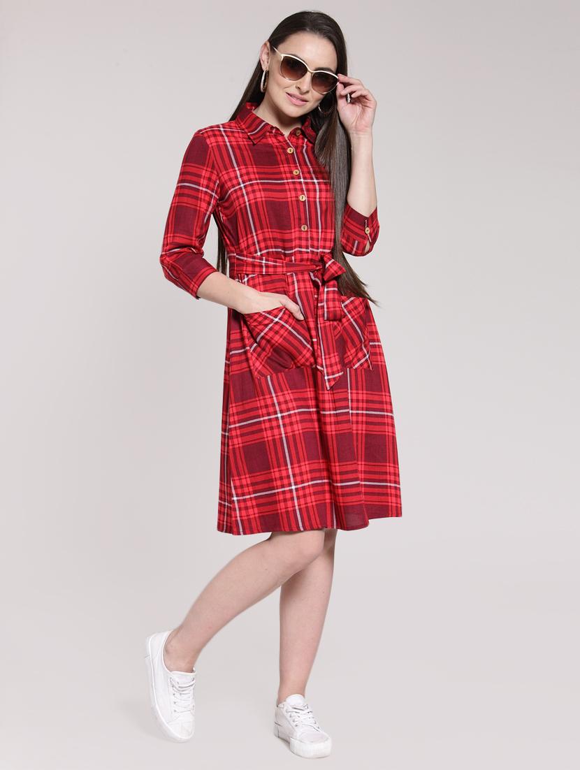 pocket detail checkered dress - 15919082 - Zoom Image - 2