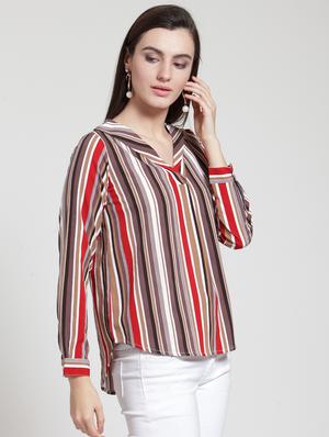 v-neck striped high low top - 15919089 - Standard Image - 2