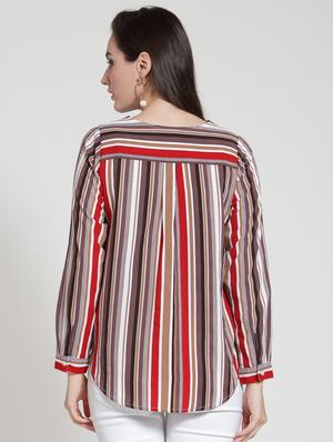 v-neck striped high low top - 15919089 - Standard Image - 3
