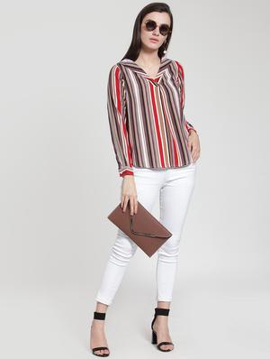 v-neck striped high low top - 15919089 - Standard Image - 4