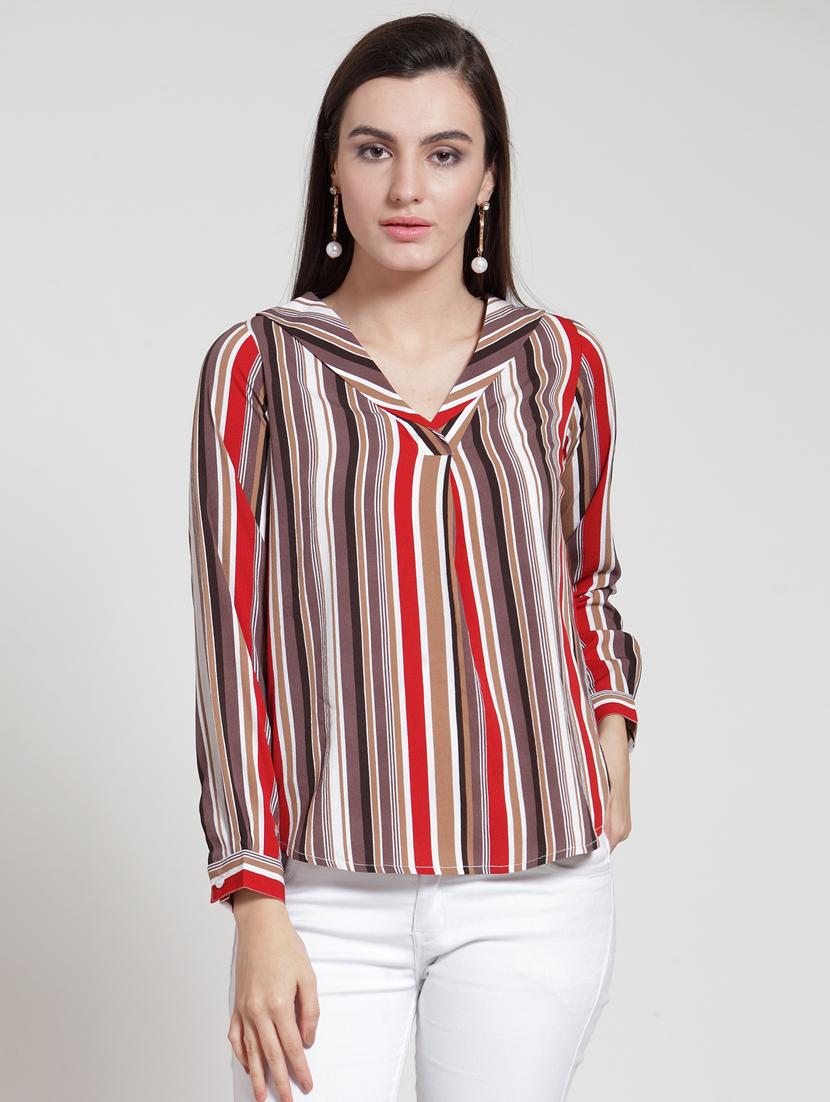v-neck striped high low top - 15919089 - Zoom Image - 1