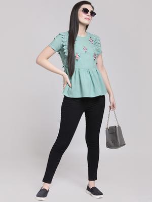 lace detail embroidered top - 15919100 - Standard Image - 4