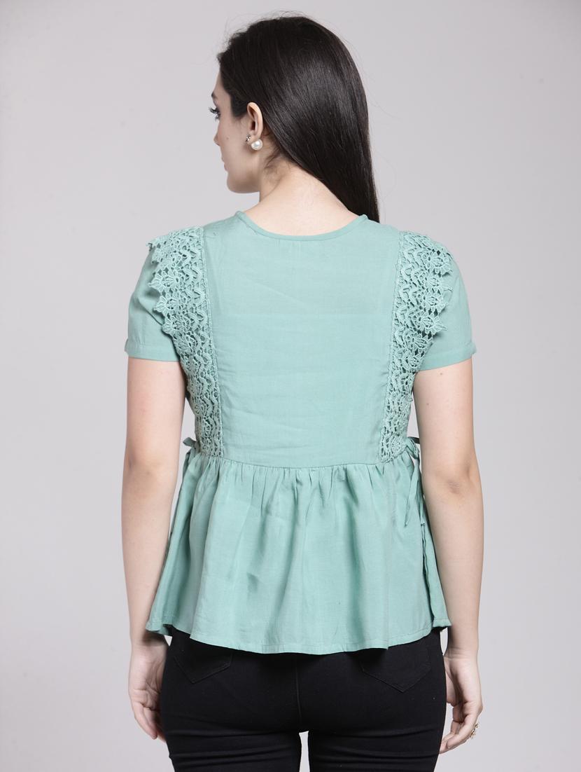 lace detail embroidered top - 15919100 - Zoom Image - 3