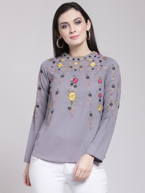 long sleeved embroidered top - 15919104 - Standard Image - 1