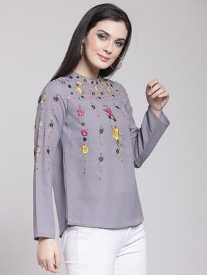 long sleeved embroidered top - 15919104 - Standard Image - 2