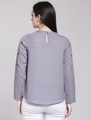 long sleeved embroidered top - 15919104 - Standard Image - 3