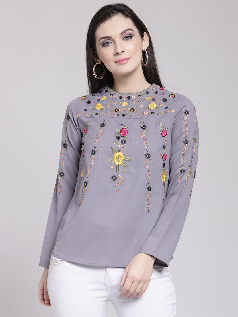 long sleeved embroidered top - 15919104 - Zoom Image - 1