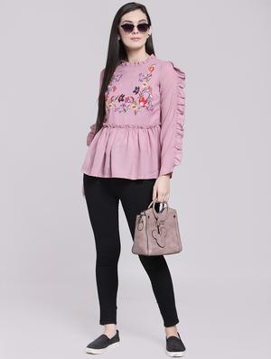 ruffle detail embroidered top - 15919114 - Standard Image - 4