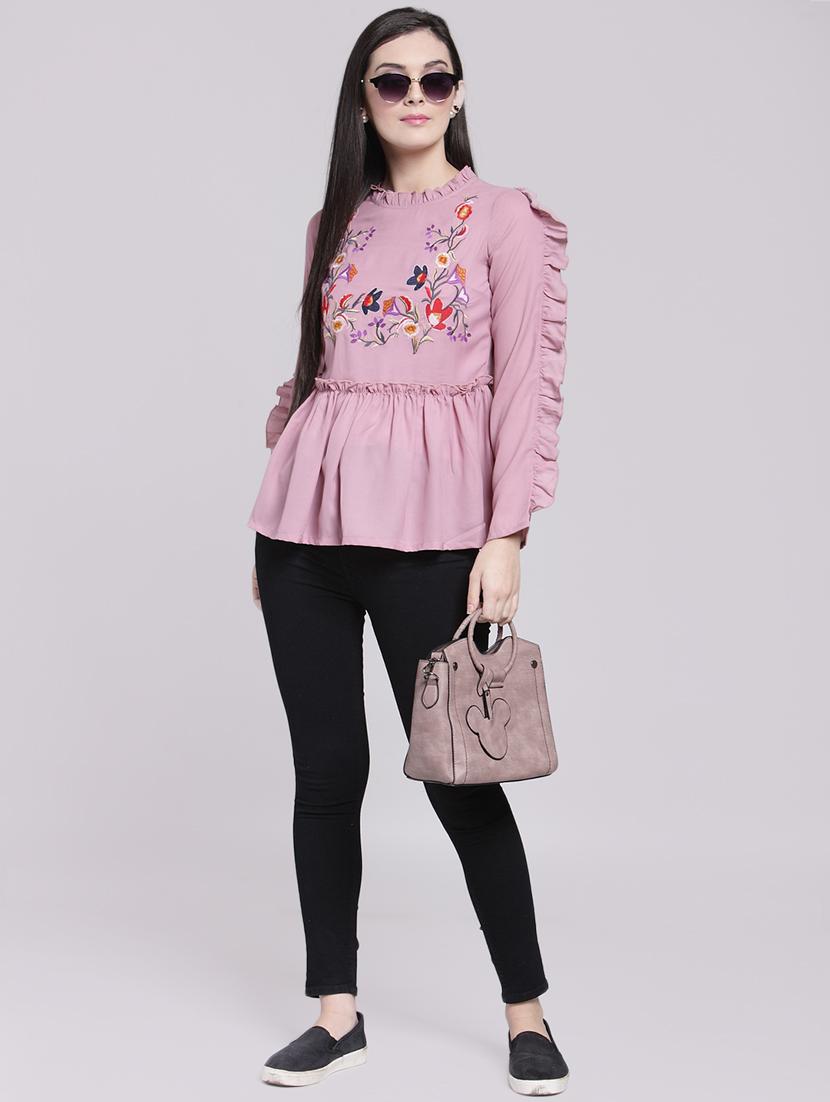 ruffle detail embroidered top - 15919114 - Zoom Image - 4