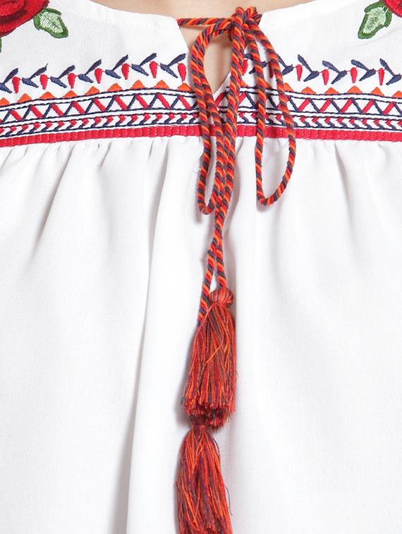 tie up neck embroidered peasant top - 15919120 - Zoom Image - 5