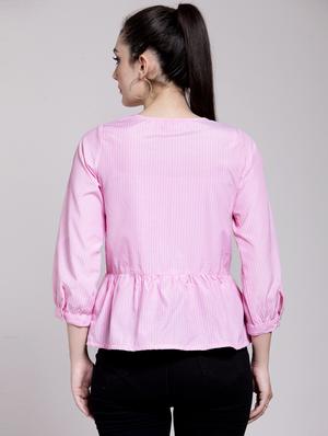 striped embroidered button detail top - 15919134 - Standard Image - 3