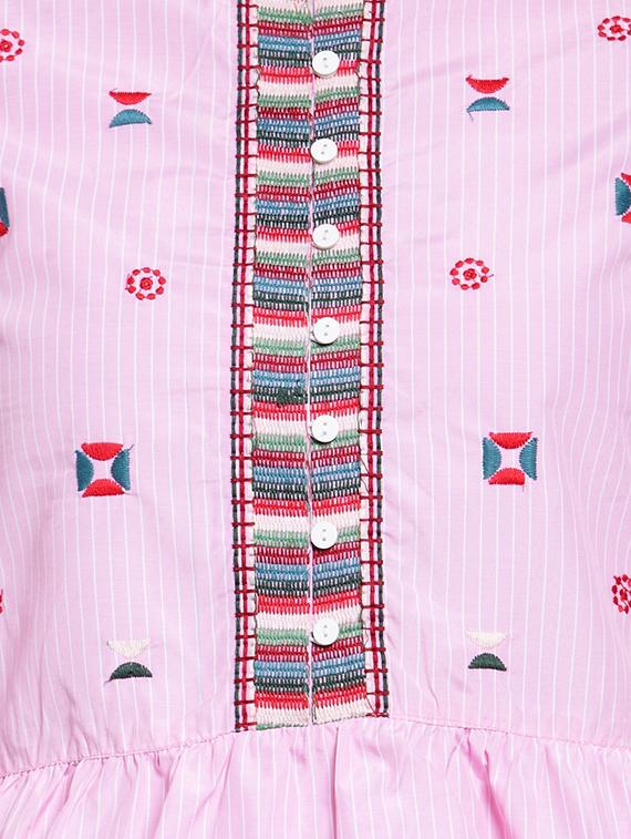 striped embroidered button detail top - 15919134 - Zoom Image - 5
