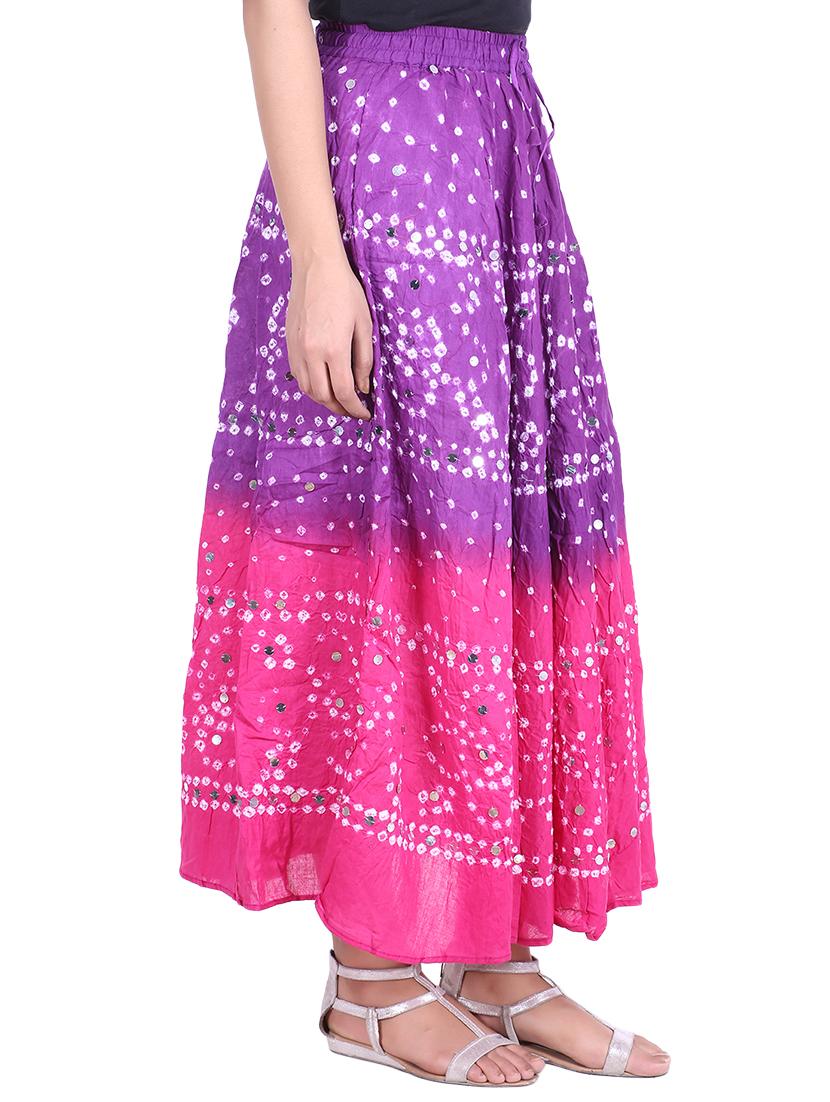 bandhani printed embellished a-line skirt - 15919185 - Zoom Image - 2