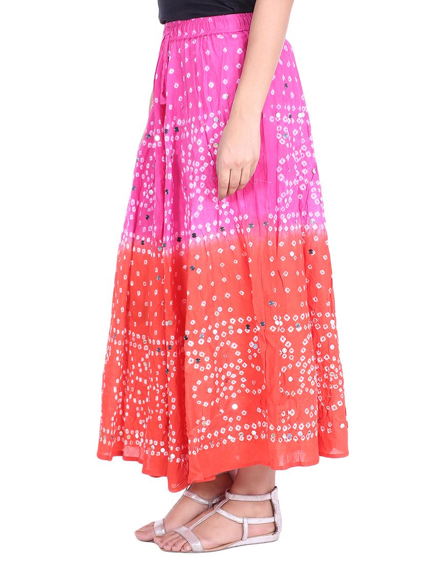bandhani printed embellished a-line skirt - 15919186 - Zoom Image - 2