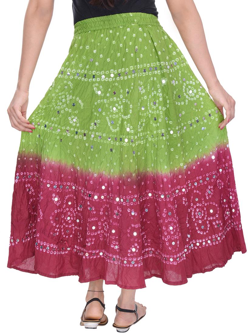 bandhani printed embellished a-line skirt - 15919188 - Zoom Image - 3
