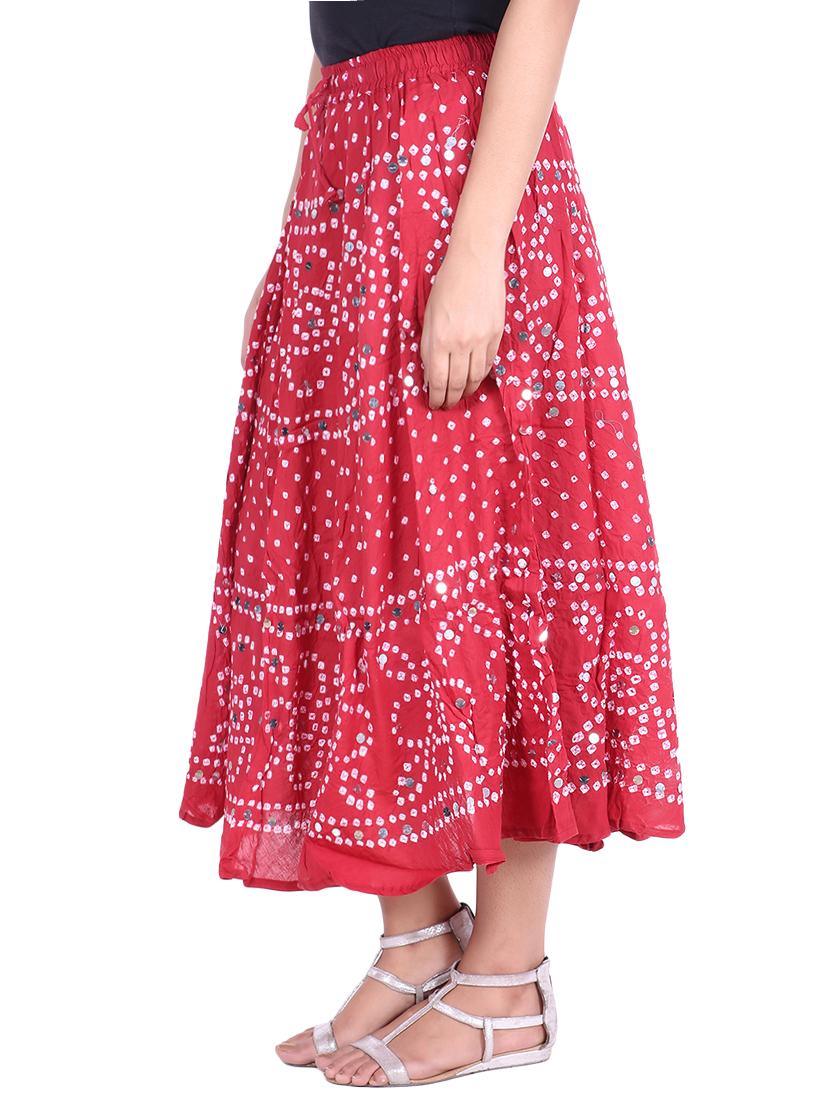 bandhani printed embellished a-line skirt - 15919189 - Zoom Image - 2