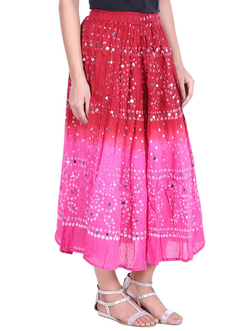 bandhani printed embellished a-line skirt - 15919195 - Zoom Image - 2