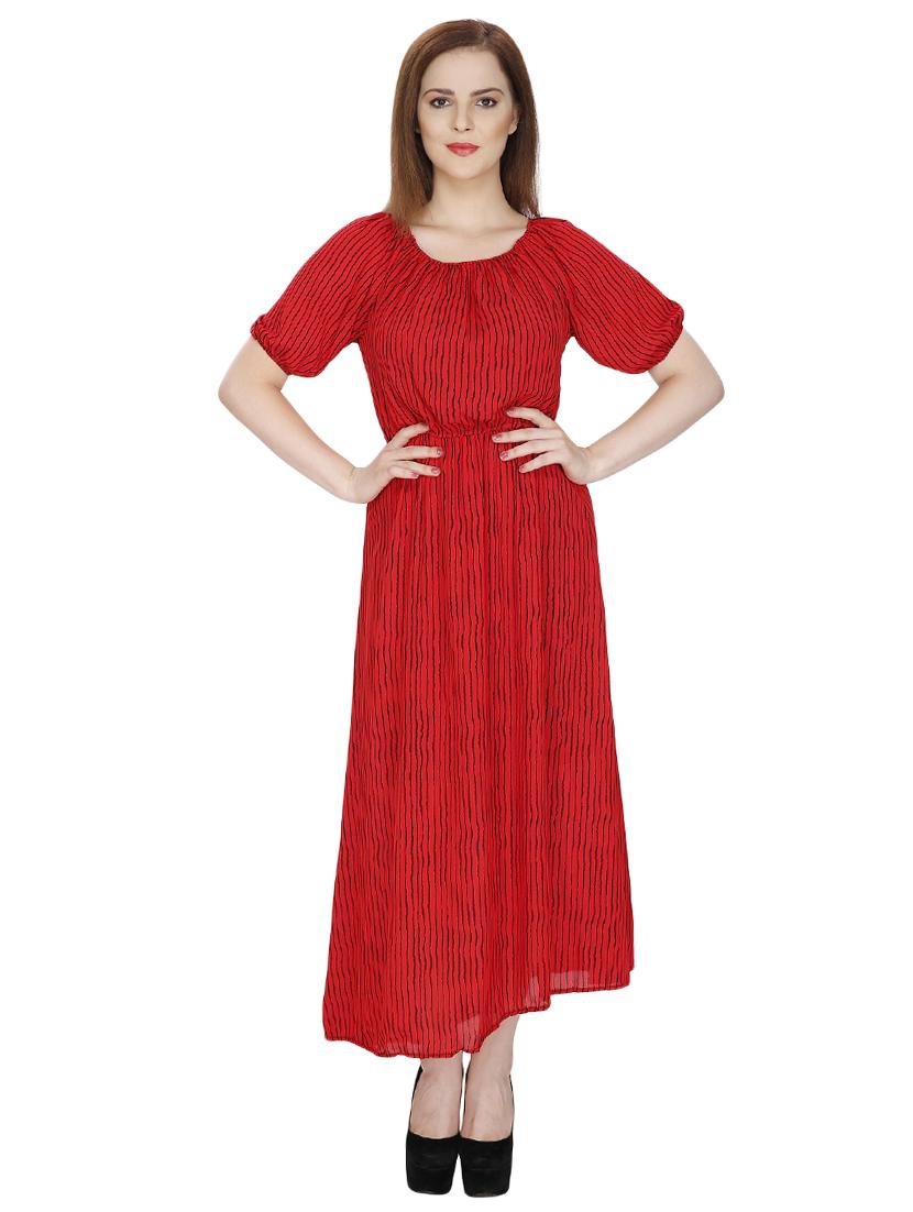 elasticated waist striped maxi dress - 15919235 - Zoom Image - 1