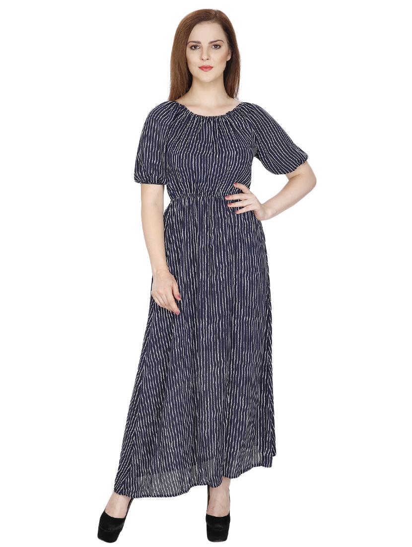 elasticated waist striped maxi dress - 15919237 - Zoom Image - 1