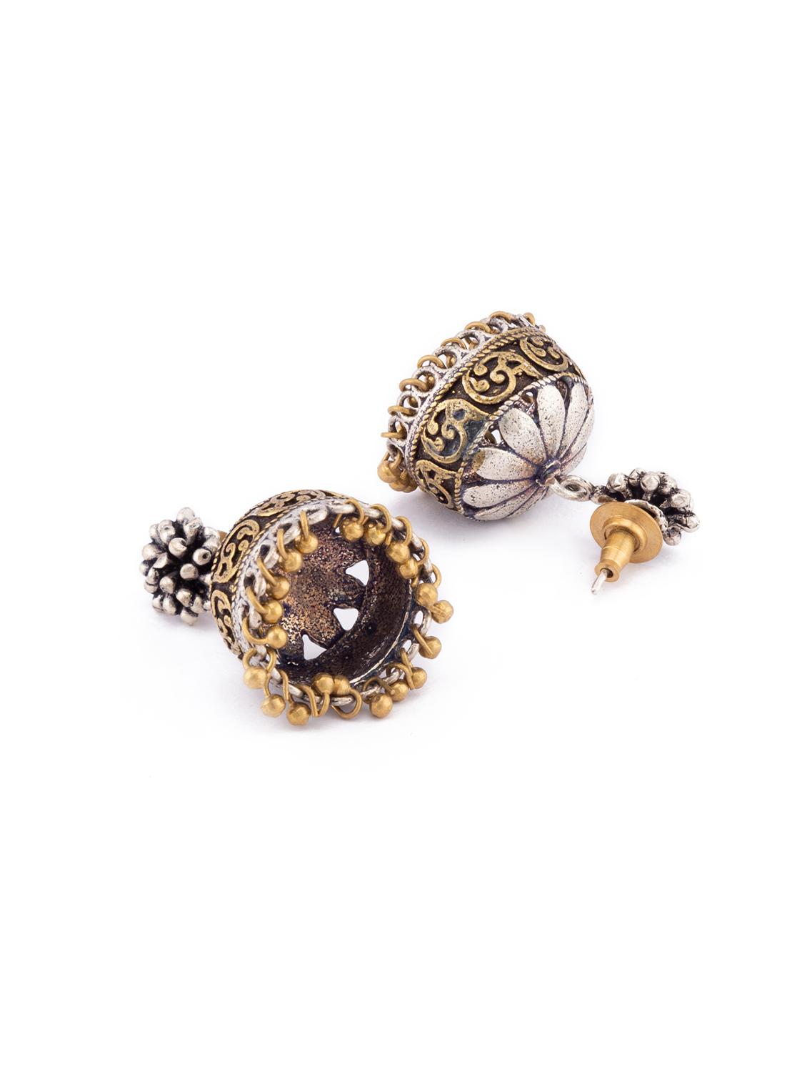 multi colored brass jhumka earring - 15919457 - Zoom Image - 2