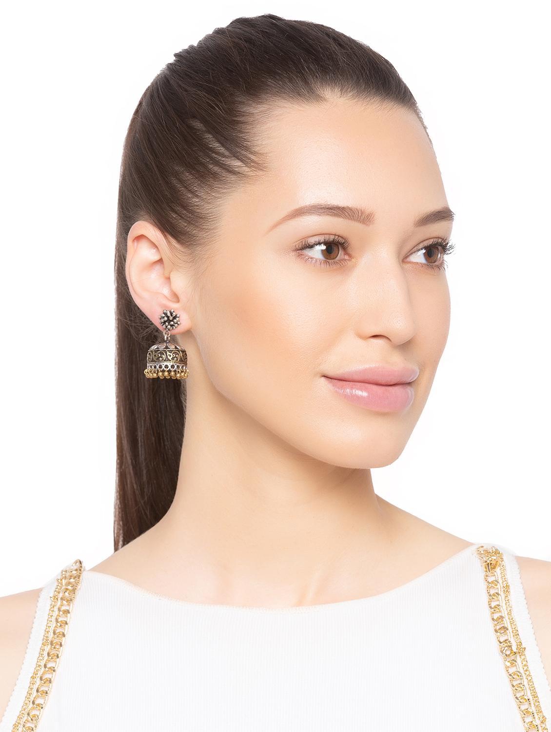 multi colored brass jhumka earring - 15919457 - Zoom Image - 3
