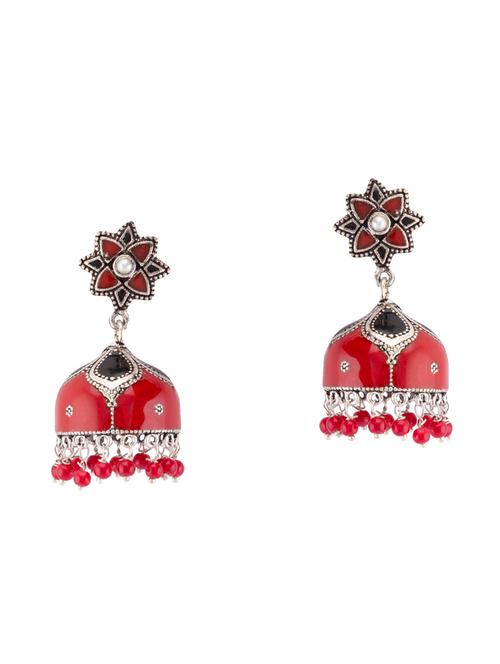 red brass jhumka earring - 15919462 - Standard Image - 1