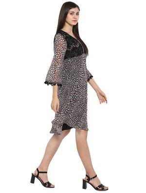 animal print laced a-line dress - 15919485 - Standard Image - 2