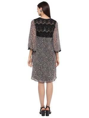 animal print laced a-line dress - 15919485 - Standard Image - 3