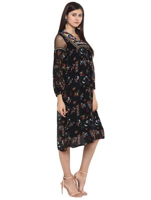 mesh panel embroidered dress - 15919502 - Standard Image - 2