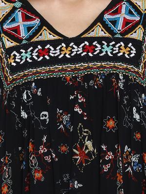 mesh panel embroidered dress - 15919502 - Standard Image - 4