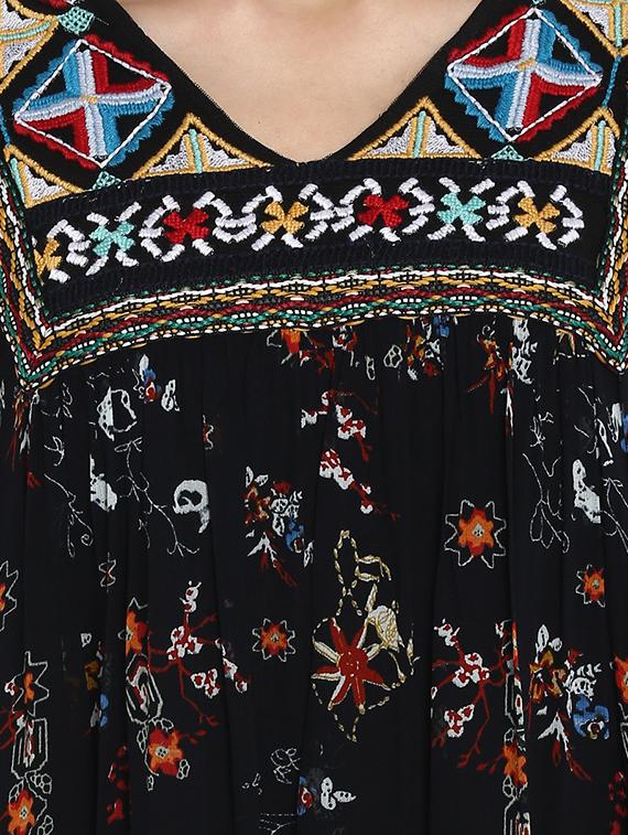 mesh panel embroidered dress - 15919502 - Zoom Image - 4