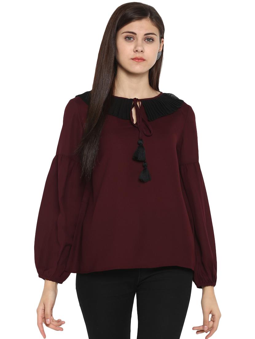tassel tie-up pleat detail top - 15919534 - Zoom Image - 1