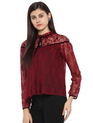 tie-knot floral lace embellished top - 15919591 - Standard Image - 2