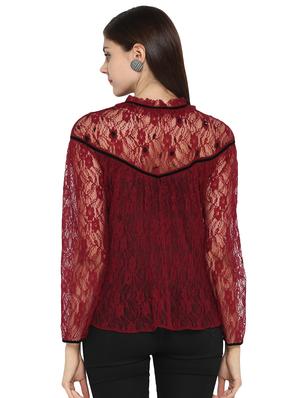 tie-knot floral lace embellished top - 15919591 - Standard Image - 3
