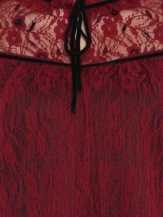 tie-knot floral lace embellished top - 15919591 - Zoom Image - 4