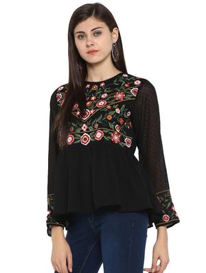dobby detail embroidered top - 15919595 - Standard Image - 2