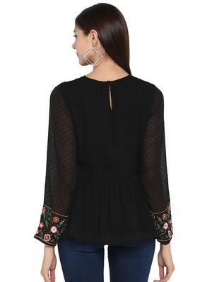 dobby detail embroidered top - 15919595 - Standard Image - 3