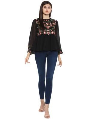 dobby detail embroidered top - 15919595 - Standard Image - 4