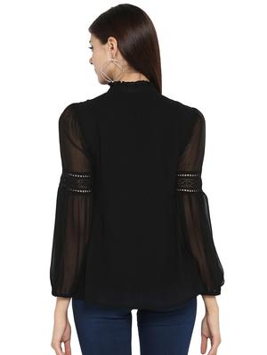 black polyester blouson top - 15919603 - Standard Image - 3