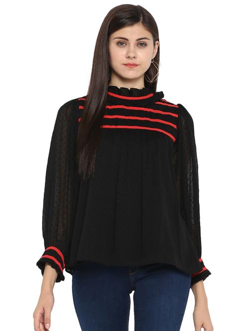 black polyester blouson top - 15919613 - Standard Image - 1