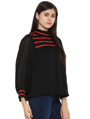 black polyester blouson top - 15919613 - Standard Image - 2
