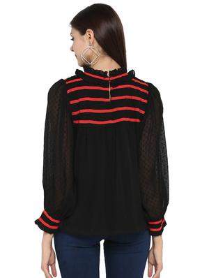 black polyester blouson top - 15919613 - Standard Image - 3