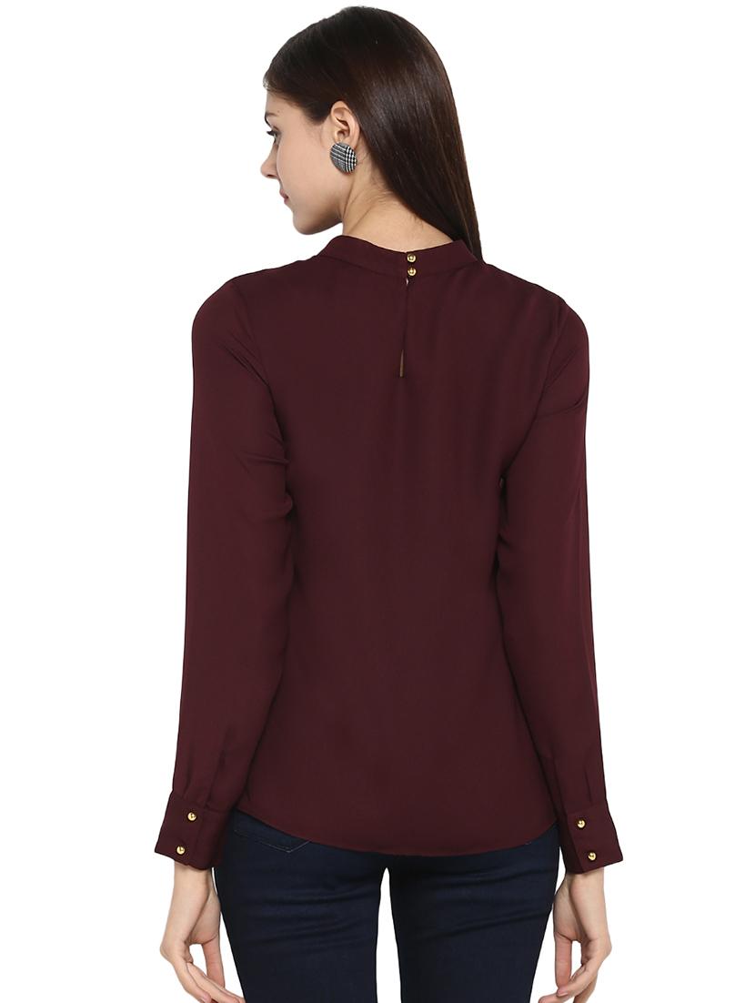 ruffle detail mandarin collar top - 15919624 - Zoom Image - 3