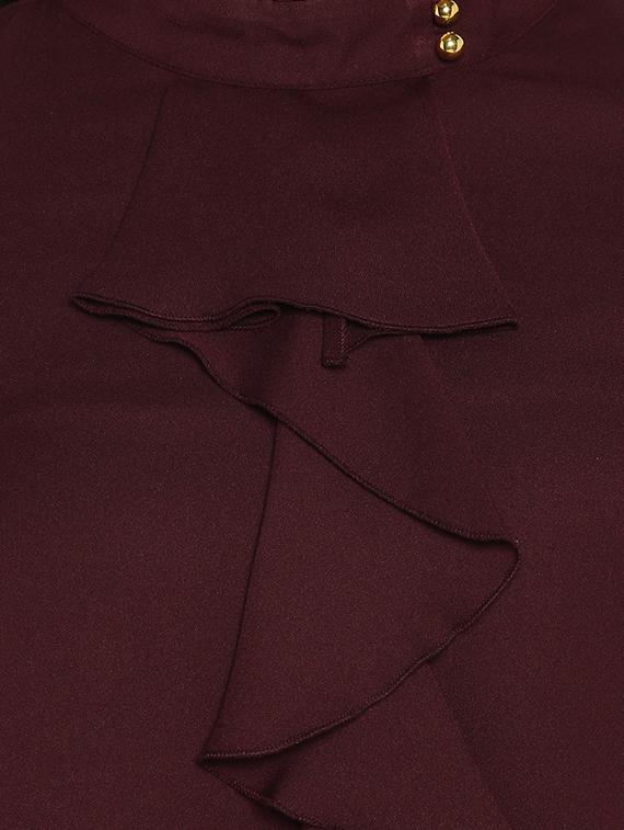ruffle detail mandarin collar top - 15919624 - Zoom Image - 5