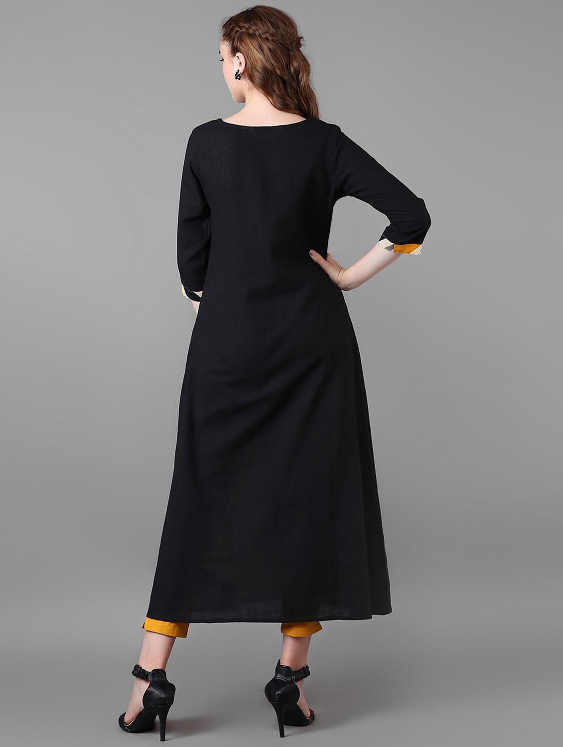 flared printed kurta with tassels - 15919660 - Zoom Image - 3