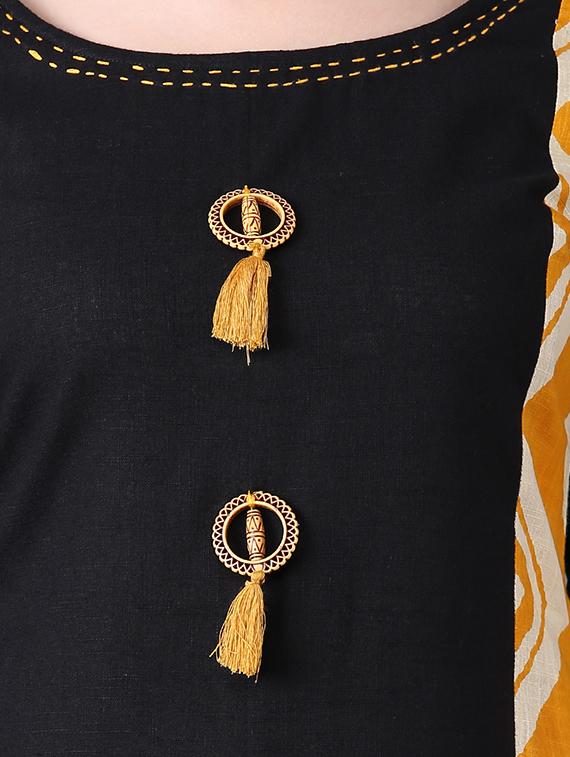 flared printed kurta with tassels - 15919660 - Zoom Image - 4