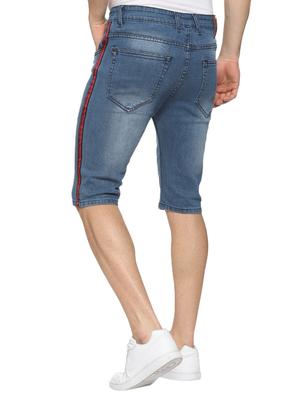 blue washed side striped denim shorts - 15919665 - Standard Image - 3
